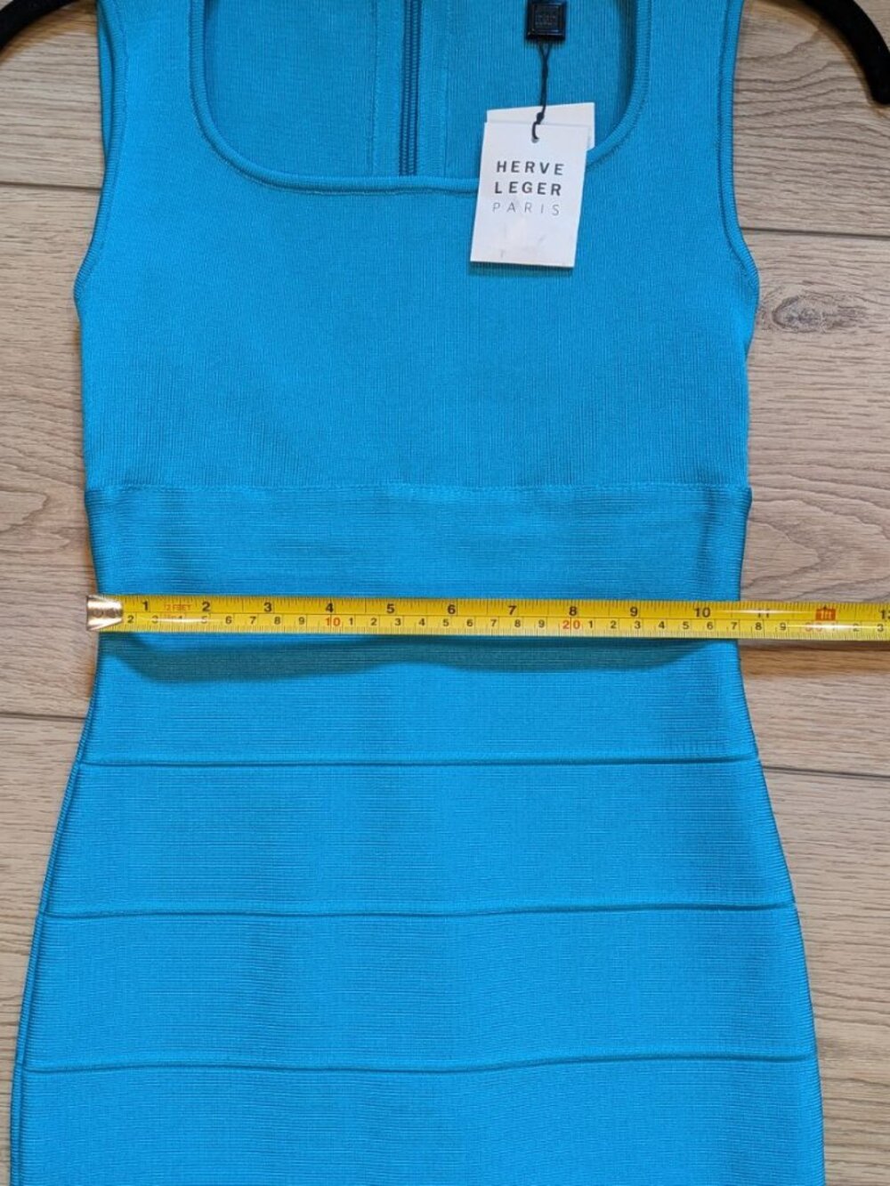 Herve Leger Teal Blue Sleeveless Bandage Mini Dress - Picture 6 of 9